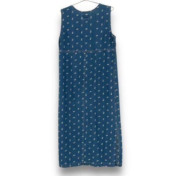 Y2K Vintage Solutions Original Embroidered Daisy Denim Maxi Chore Dress, Size L - Picture 5 of 8
